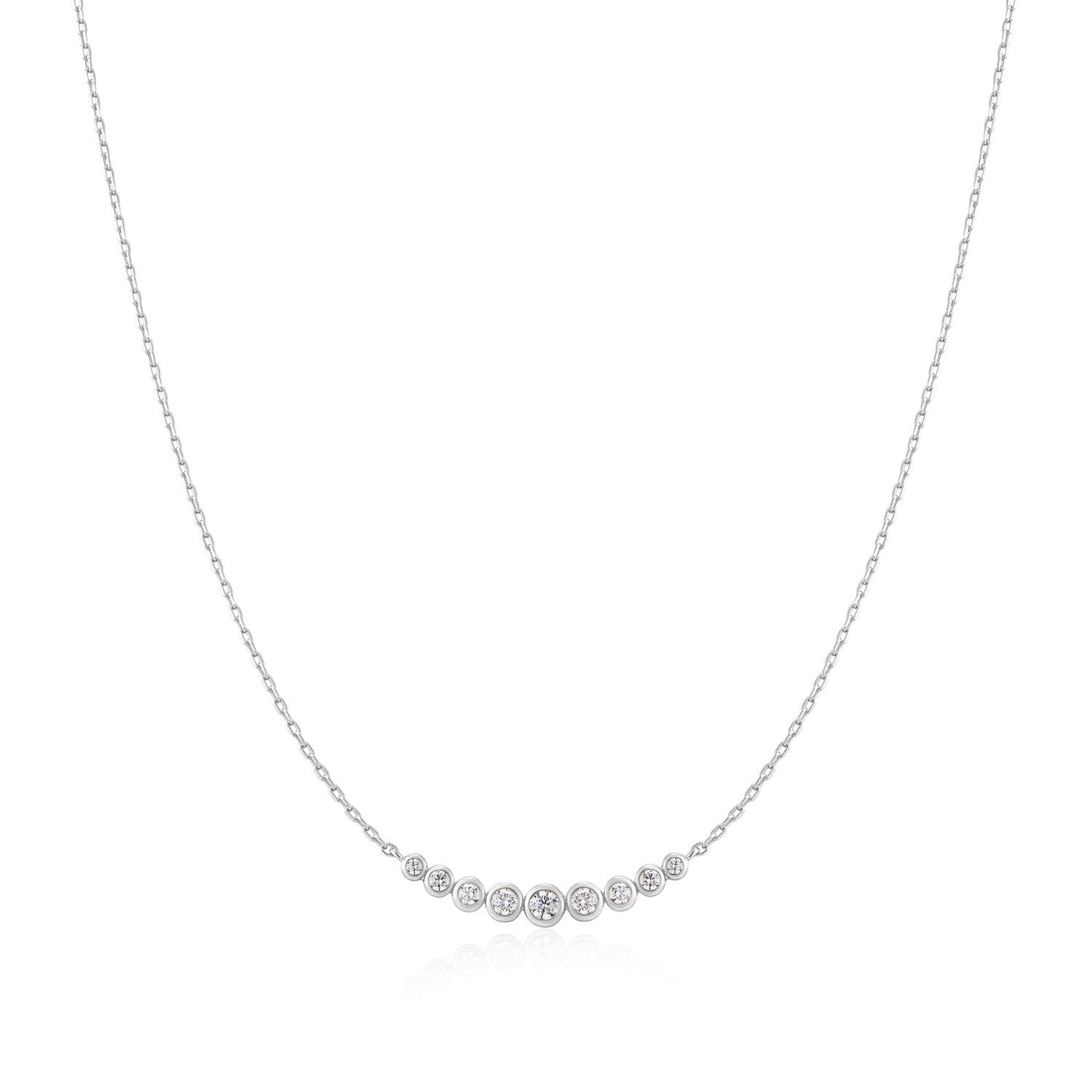  Luna Gaze - Link necklaces - Silver / Rhodium plated - Zirconia - 45cm